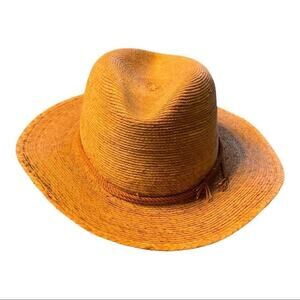 Legitimo saguaro Mexican woven palm straw hat Sz 55 and 6 7/8. Cowboy w band.
